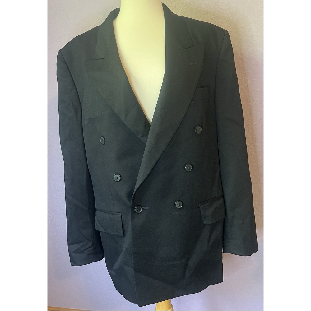 Men's Andre Villard Black Blazer Jacket Suit Coat Size 40 Regular 100% Pure Wool